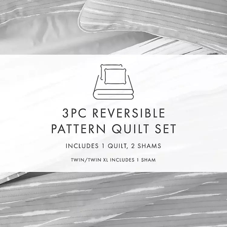 Kirklands Home Gray Linear Reversible 2-pc. Twin Quilt Set Best