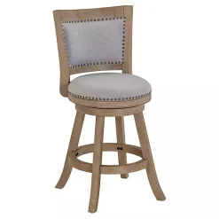 Kirklands Home Linen and Driftwood Swivel Counter Stool Gray Discount