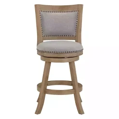 Kirklands Home Linen and Driftwood Swivel Counter Stool Gray Discount