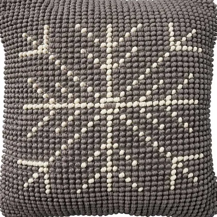 Christmas Pillows>Kirklands Home Looped Snowflake Pillow Gray