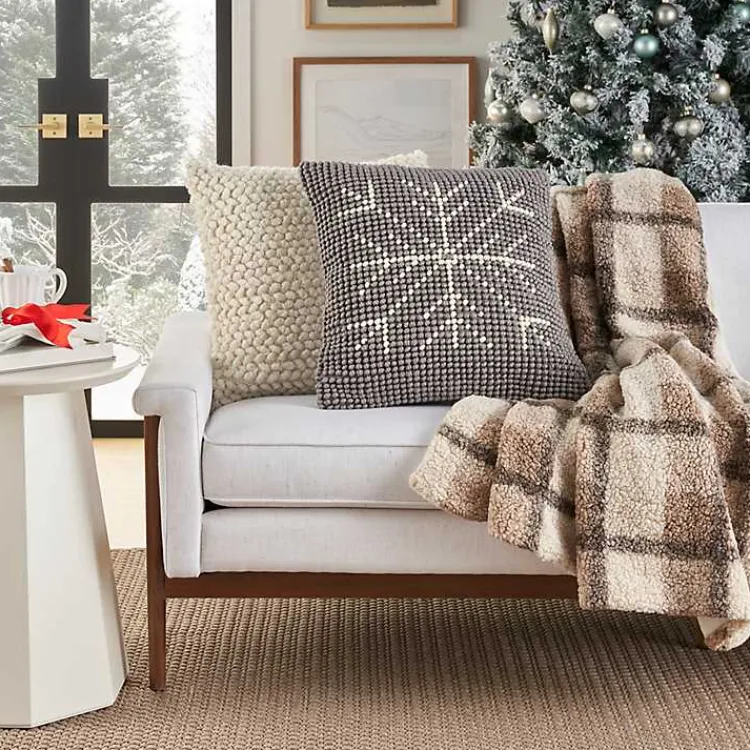 Christmas Pillows>Kirklands Home Looped Snowflake Pillow Gray