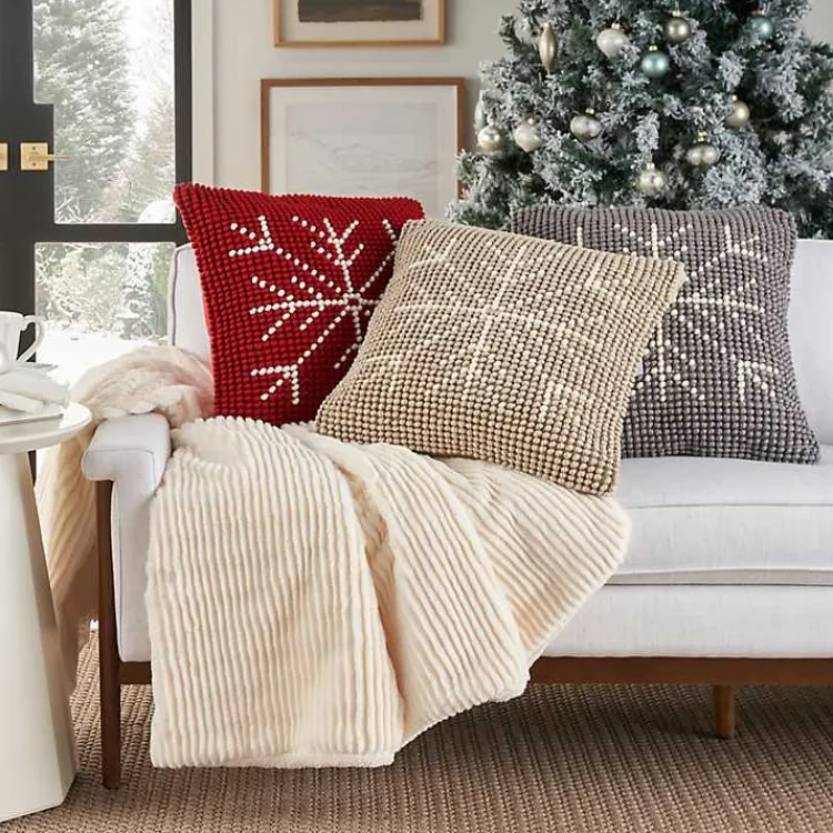 Christmas Pillows>Kirklands Home Looped Snowflake Pillow Gray