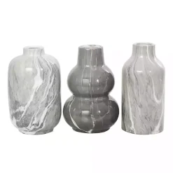 Vases>Kirklands Home Marble Finish Ceramic Vases, Set of 3 Gray
