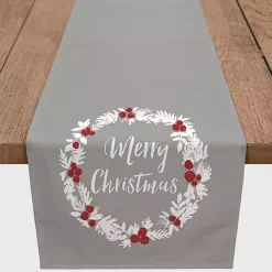 Christmas Dining & Entertaining>Kirklands Home Gray Merry Christmas Wreath Table Runner