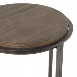 Kirklands Home Metal & Wood Round Accent Table Gray Clearance