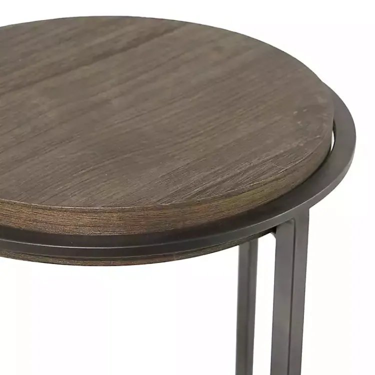 Kirklands Home Metal & Wood Round Accent Table Gray Clearance