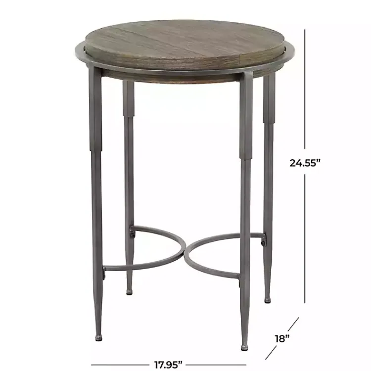 Kirklands Home Metal & Wood Round Accent Table Gray Clearance
