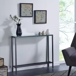 Kirklands Home Metal Mirrored Top Slim Console Table Gray Outlet