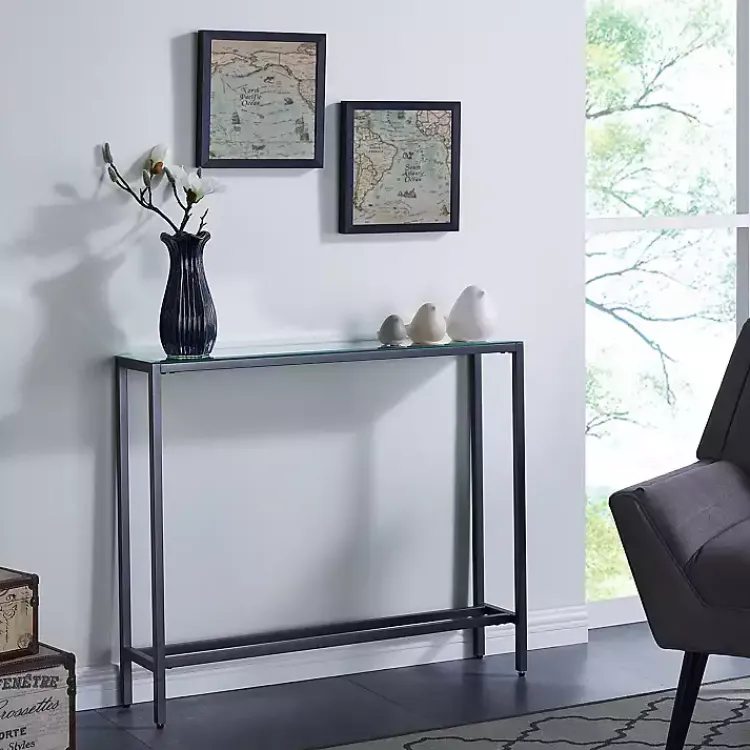 Kirklands Home Metal Mirrored Top Slim Console Table Gray Outlet