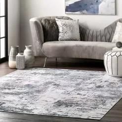 Kirklands Home Gray Modern Abstract Washable Runner Clearance