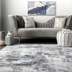 Kirklands Home Gray Modern Abstract Washable Runner Clearance