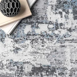 Kirklands Home Gray Modern Abstract Washable Runner Clearance