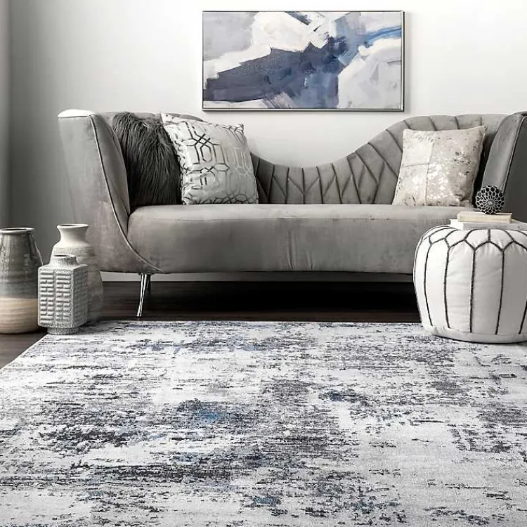 Kirklands Home Gray Modern Abstract Washable Area Rug, 3x5 Outlet