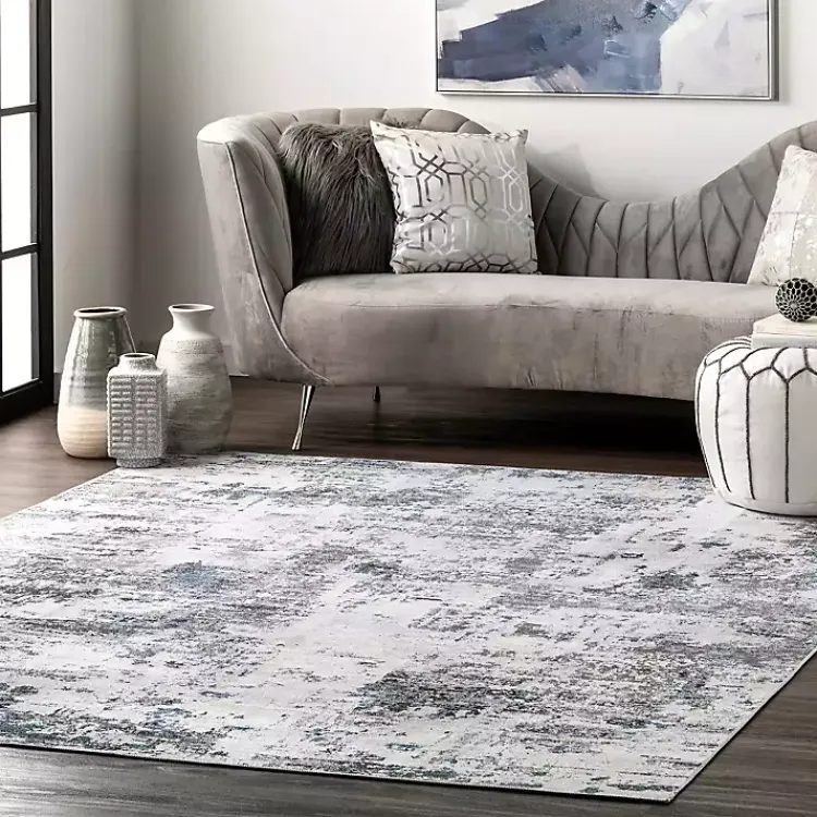 Kirklands Home Gray Modern Abstract Washable Area Rug, 5x8 Hot