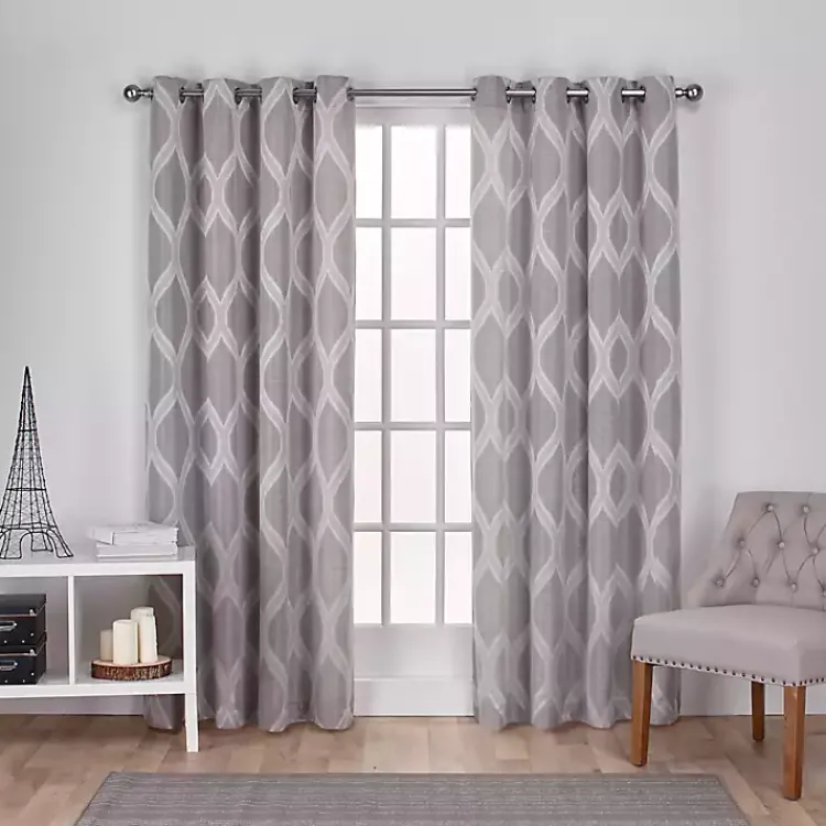 Kirklands Home Monte Curtain Panel Set, 108 in. Gray Hot