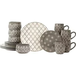 Kirklands Home Moroccan Mix 16-pc. Dinnerware Set Gray New