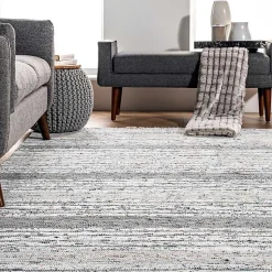 Kirklands Home Gray Mottled Stripe Tassel Area Rug, 9x12 Hot