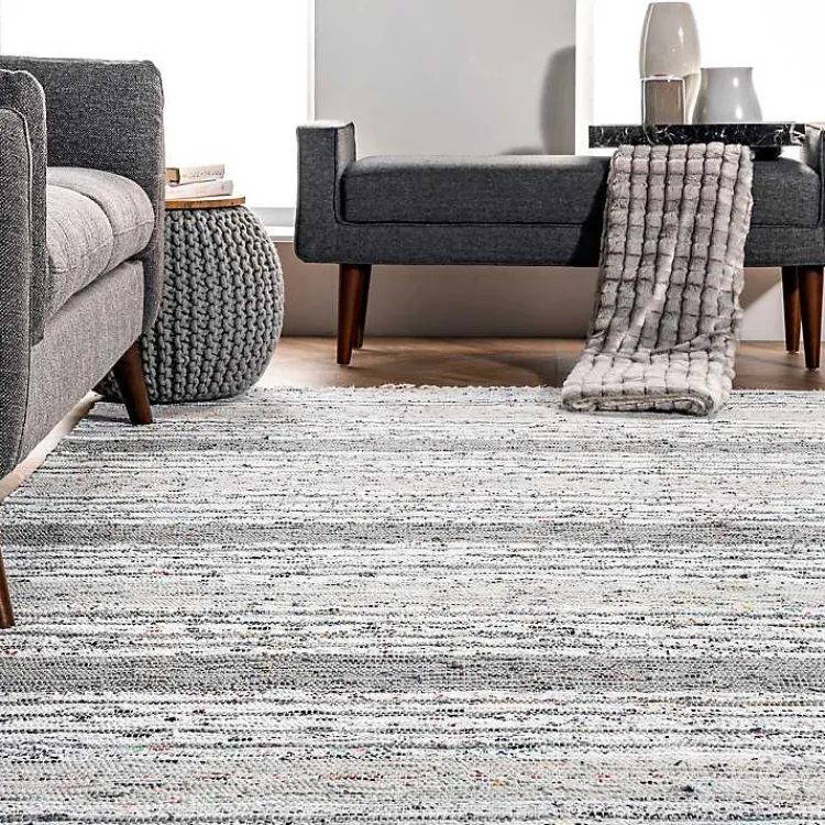 Kirklands Home Gray Mottled Stripe Tassel Area Rug, 9x12 Hot