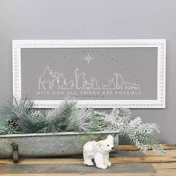 Christmas Art & Wall Decor>Kirklands Home Gray Nativity Scene Wall Plaque