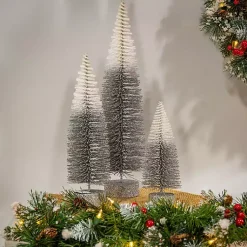 Christmas Decorations>Kirklands Home Gray Ombre Bottle Brush Christmas Trees, Set of 3