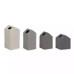 Vases>Kirklands Home Ombre Ceramic House Shaped Vases, Set of 4 Gray
