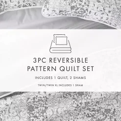 Kirklands Home Gray Patchwork Reversible 3-pc. King Quilt Set Outlet