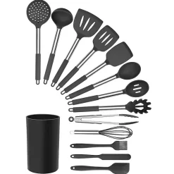 Kirklands Home 14-Pc. Silicone and Steel Utensil Set Gray Sale