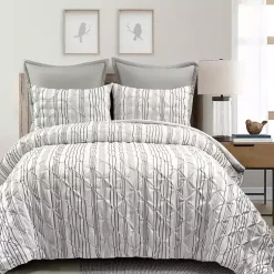 Kirklands Home Gray Pintuck Stripe King 5-pc. Comforter Set Discount