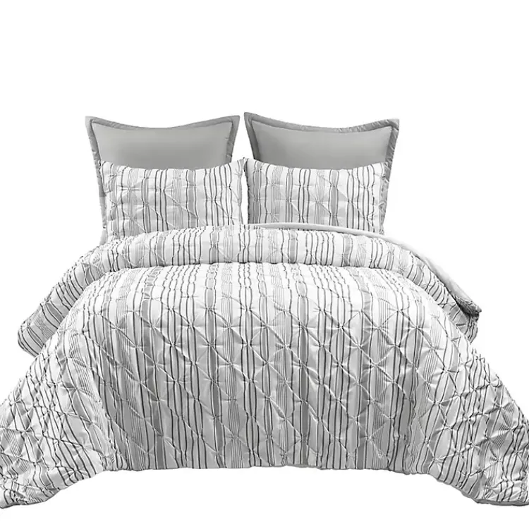Kirklands Home Gray Pintuck Stripe King 5-pc. Comforter Set Discount
