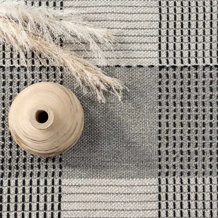 Kirklands Home Plaid Emily Henderson x RugsUSA Area Rug, 4x6 Gray New
