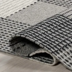 Kirklands Home Plaid Emily Henderson x RugsUSA Rug, 8x10 Gray New