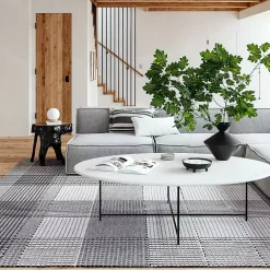 Kirklands Home Plaid Emily Henderson x RugsUSA Area Rug, 5x8 Gray Discount