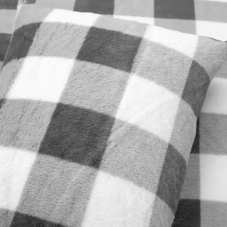 Kirklands Home Gray Plaid Faux Fur 3-pc. Full/Queen Comforter Set Discount