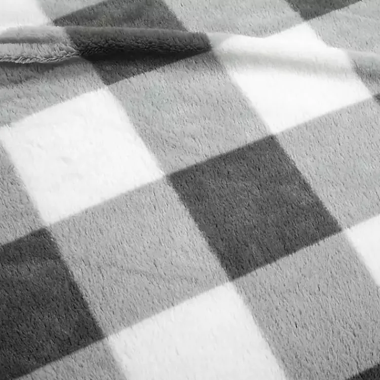 Kirklands Home Gray Plaid Faux Fur 3-pc. King Comforter Set Sale