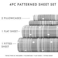 Kirklands Home Plaid Polka Dot 3-pc. Twin Sheet Set Gray