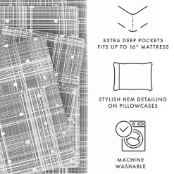 Kirklands Home Plaid Polka Dot 3-pc. Twin Sheet Set Gray