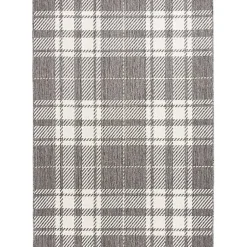 Kirklands Home Priya Plaid Indoor/Outdoor Area Rug, 5x7 Gray Discount
