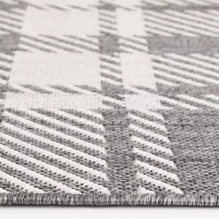Kirklands Home Priya Plaid Indoor/Outdoor Area Rug, 5x7 Gray Discount