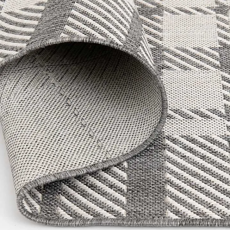 Kirklands Home Priya Plaid Indoor/Outdoor Area Rug, 5x7 Gray Discount