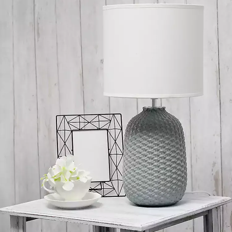 Kirklands Home Purled Ceramic Table Lamp Gray Clearance