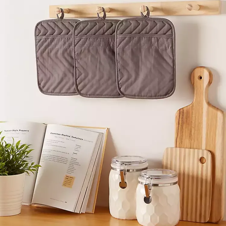 Kirklands Home Quilted 3-pc. Potholder Set Gray Clearance