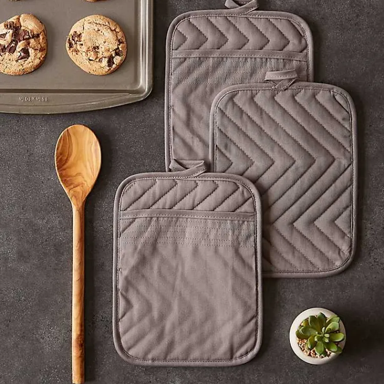Kirklands Home Quilted 3-pc. Potholder Set Gray Clearance