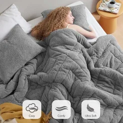 Kirklands Home Quilted Teddy 3-pc. Full/Queen Comforter Set Gray Online