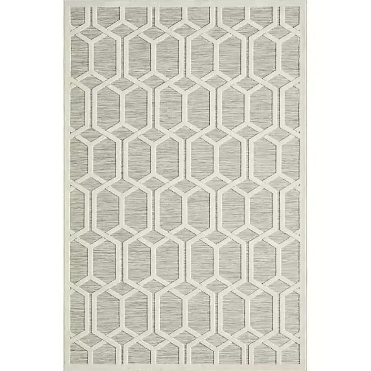 Kirklands Home Gray Raised Honeycomb Indoor/Outdoor Area Rug, 7x9 Outlet