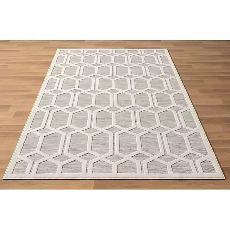 Kirklands Home Gray Raised Honeycomb Indoor/Outdoor Area Rug, 7x9 Outlet