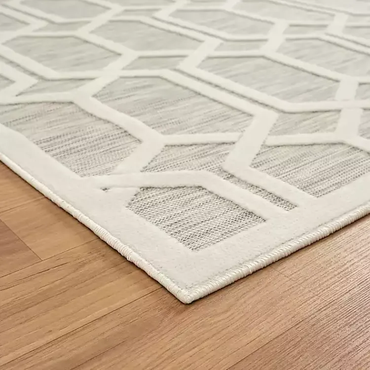 Kirklands Home Gray Raised Honeycomb Indoor/Outdoor Area Rug, 7x9 Outlet