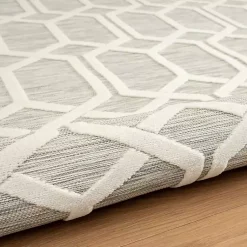 Kirklands Home Gray Raised Honeycomb Indoor/Outdoor Area Rug, 7x9 Outlet