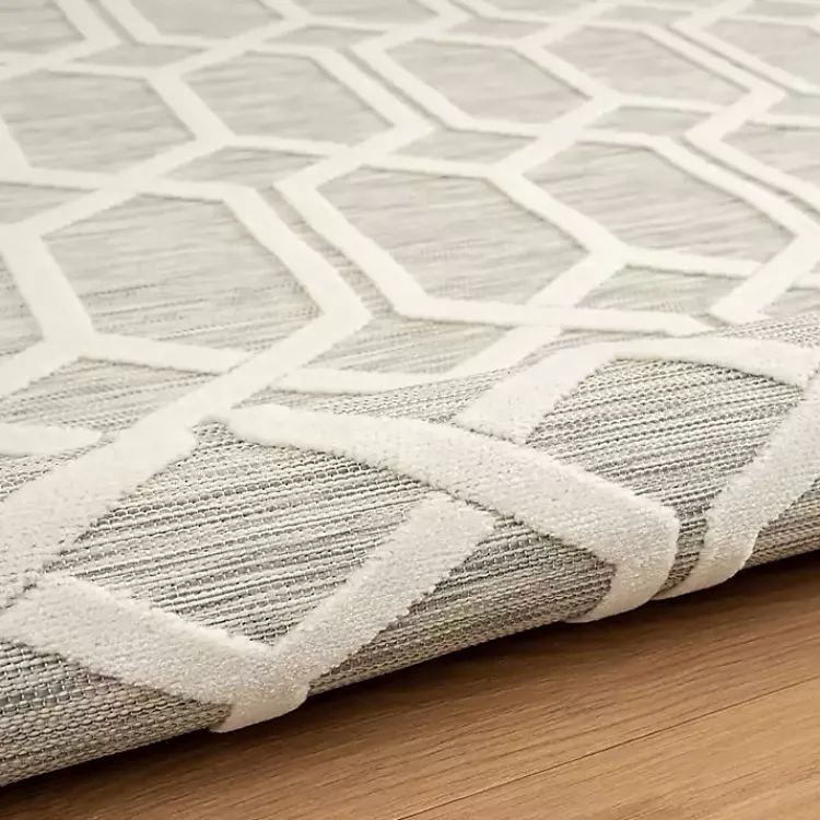 Kirklands Home Gray Raised Honeycomb Indoor/Outdoor Area Rug, 7x9 Outlet