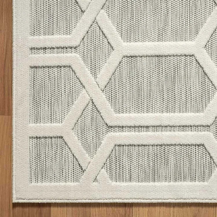 Kirklands Home Gray Raised Honeycomb Indoor/Outdoor Area Rug, 7x9 Outlet