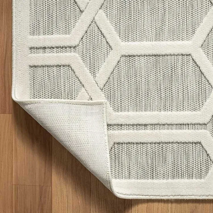 Kirklands Home Gray Raised Honeycomb Indoor/Outdoor Area Rug, 7x9 Outlet